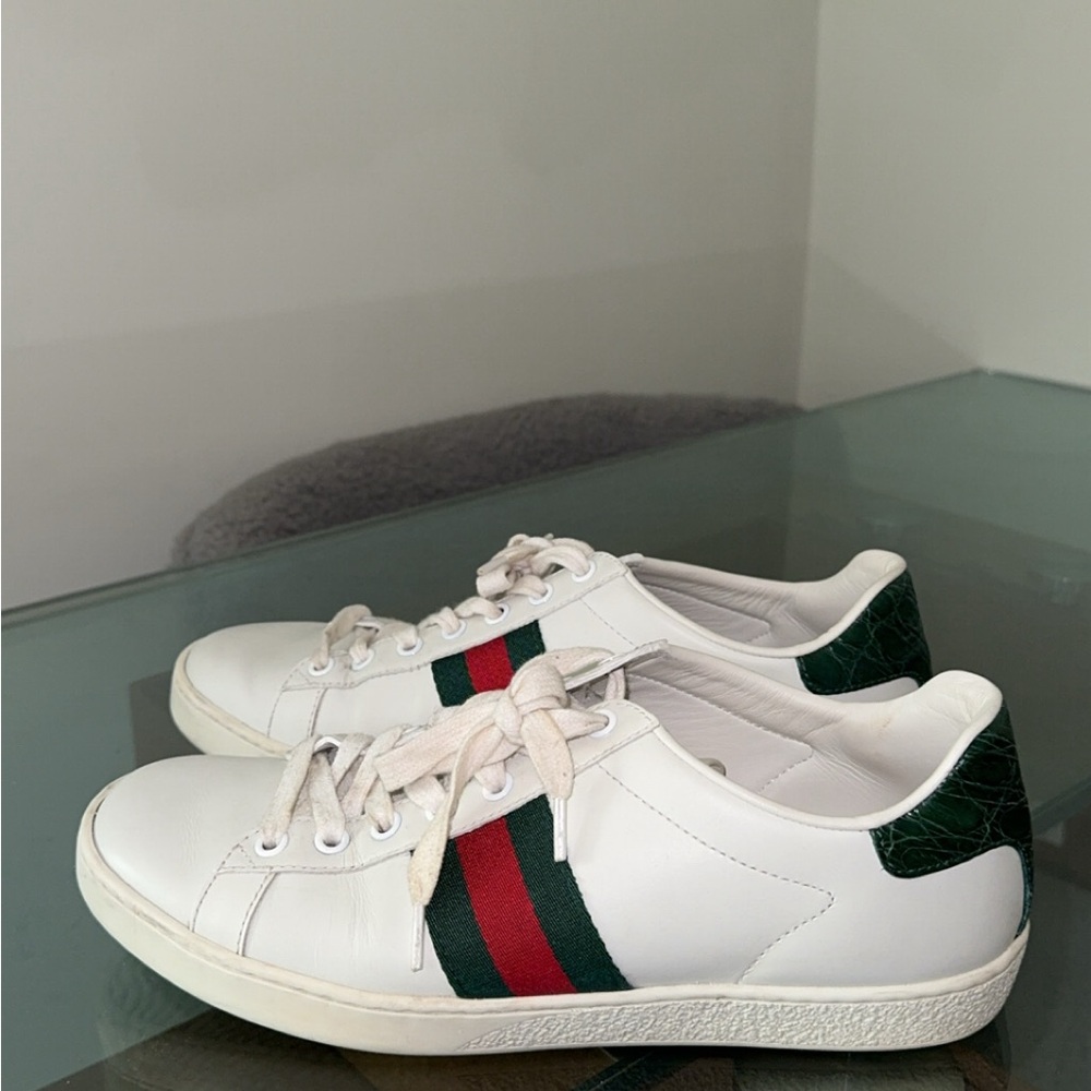 White Sneakers with Red and Green Stripes - Picture 3 of 5